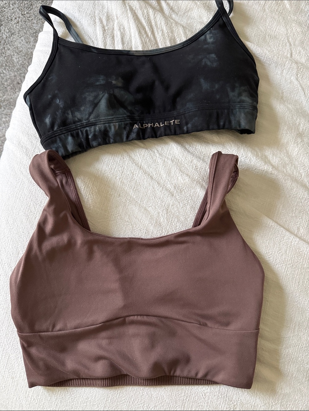 Alphalete Black Tie-Dye Sports Bra & Brown Tank Bralette